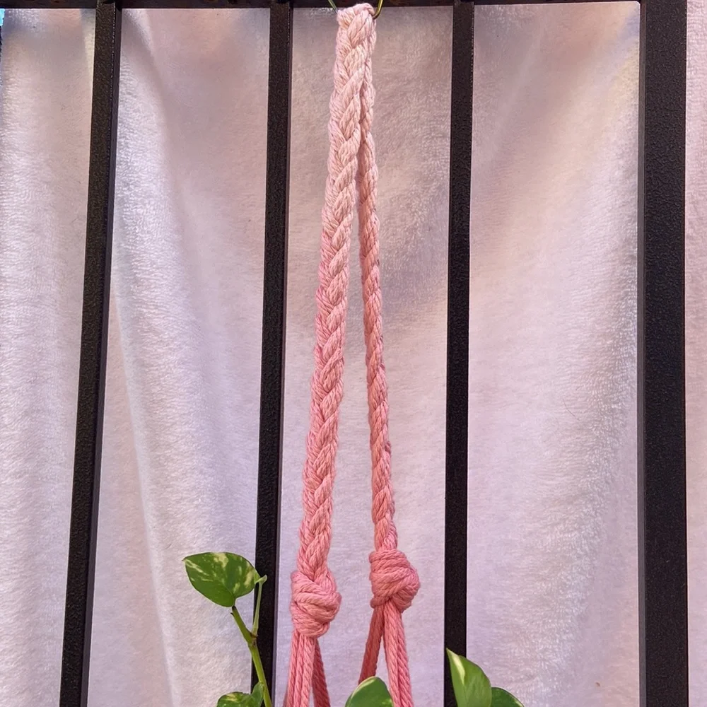Macrame Plant Hanger Pink Ombre 29” - Picture 7 of 9